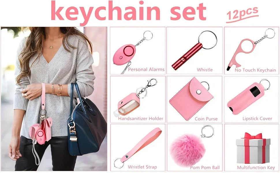 BIANCA: 12 pcs Safety Keychain Bracelet Set with Alarm