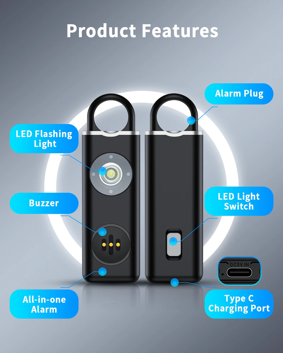 SHEEK: Personal Self Defense Alarm with LED Light